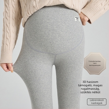 Terhes nőknek készült fleece-beléssel bélelt leggings, 95% pamut, hasi támogatás, teljes hosszúságú, tavasztól télig.