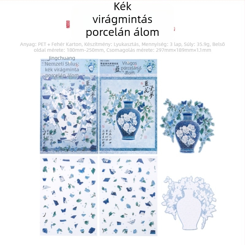 Mr.paper Kínai Stílusú Táj-Puzzle Matricák — Nemzeti Stílus, Mini Tájak, Stresszoldás (Márka: Mr.paper; Anyag: PET + fehér karton; Gyártás: Nyomtatás)