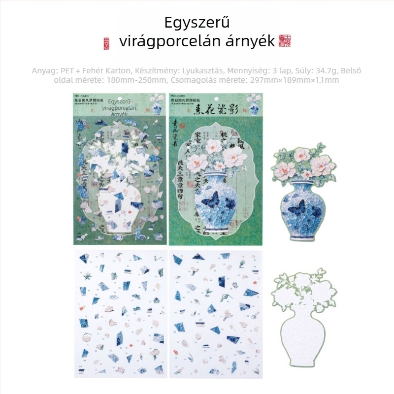 Mr.paper Kínai Stílusú Táj-Puzzle Matricák — Nemzeti Stílus, Mini Tájak, Stresszoldás (Márka: Mr.paper; Anyag: PET + fehér karton; Gyártás: Nyomtatás)