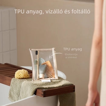 Sminktáska PU bőr, kocka alakú, többfunkciós, utazáshoz, modern minimalista stílus