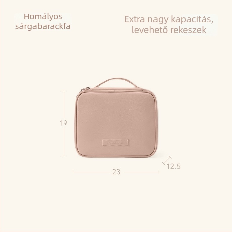 Sminktáska PU bőr, kocka alakú, többfunkciós, utazáshoz, modern minimalista stílus