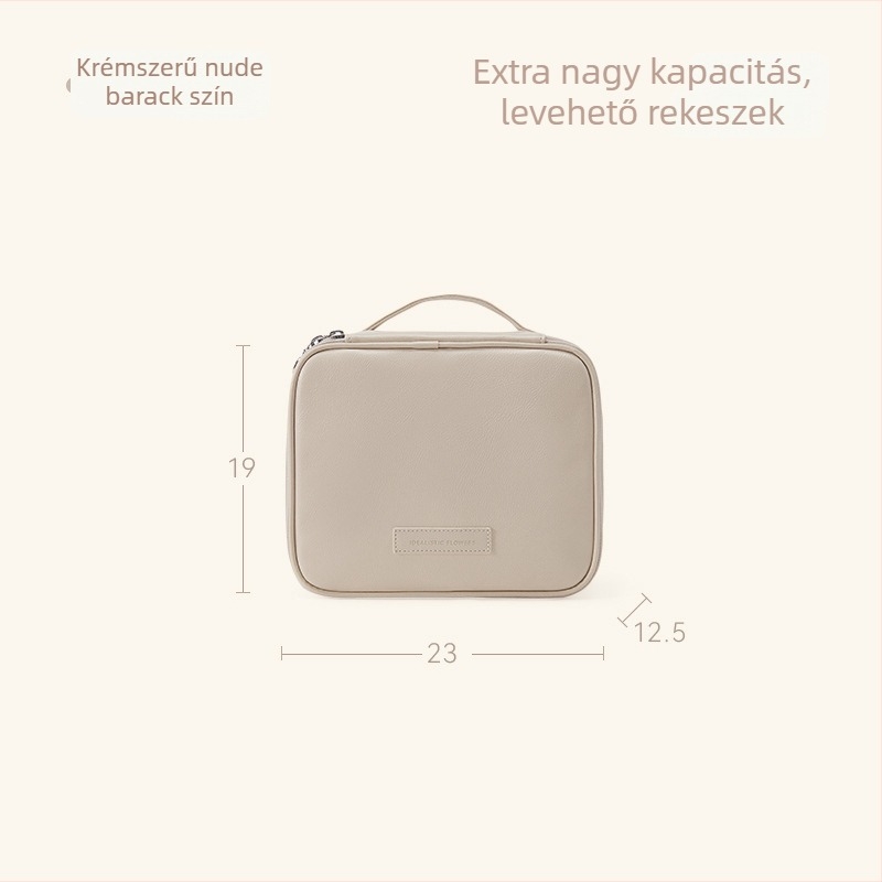 Sminktáska PU bőr, kocka alakú, többfunkciós, utazáshoz, modern minimalista stílus