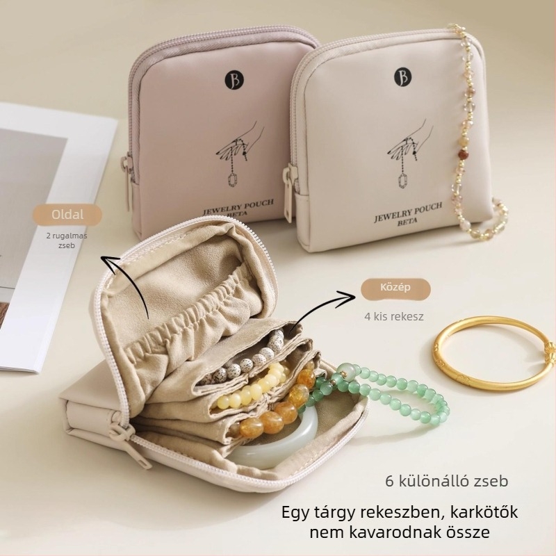 Ékszer rendező táska rekeszekkel - PU bőr, kézben tartható stílus, Modern Minimalista, Többfunkciós (Anyag: PU; Stílus: Modern Minimalista; Forma: Kézben tartható Táska; Funkció: Többfunkciós; Tárolási lehetőségek: Utazás, Smink, Asztali tárolás)