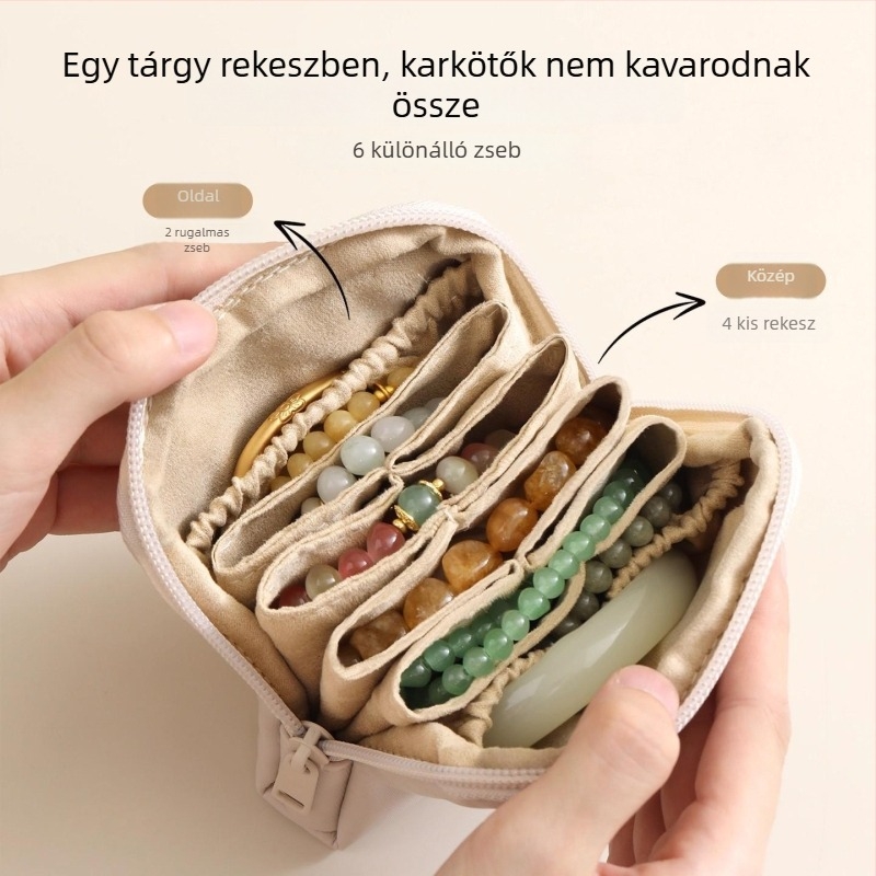 Ékszer rendező táska rekeszekkel - PU bőr, kézben tartható stílus, Modern Minimalista, Többfunkciós (Anyag: PU; Stílus: Modern Minimalista; Forma: Kézben tartható Táska; Funkció: Többfunkciós; Tárolási lehetőségek: Utazás, Smink, Asztali tárolás)