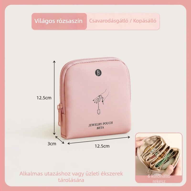 Ékszer rendező táska rekeszekkel - PU bőr, kézben tartható stílus, Modern Minimalista, Többfunkciós (Anyag: PU; Stílus: Modern Minimalista; Forma: Kézben tartható Táska; Funkció: Többfunkciós; Tárolási lehetőségek: Utazás, Smink, Asztali tárolás)