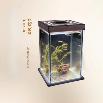 Yue Yu asztali üveg akvárium aranyhalak számára, 3W világítás, ökológiai kialakítás