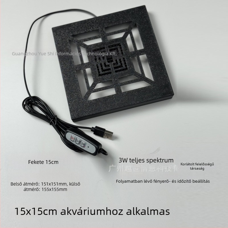 Yue Yu asztali üveg akvárium aranyhalak számára, 3W világítás, ökológiai kialakítás