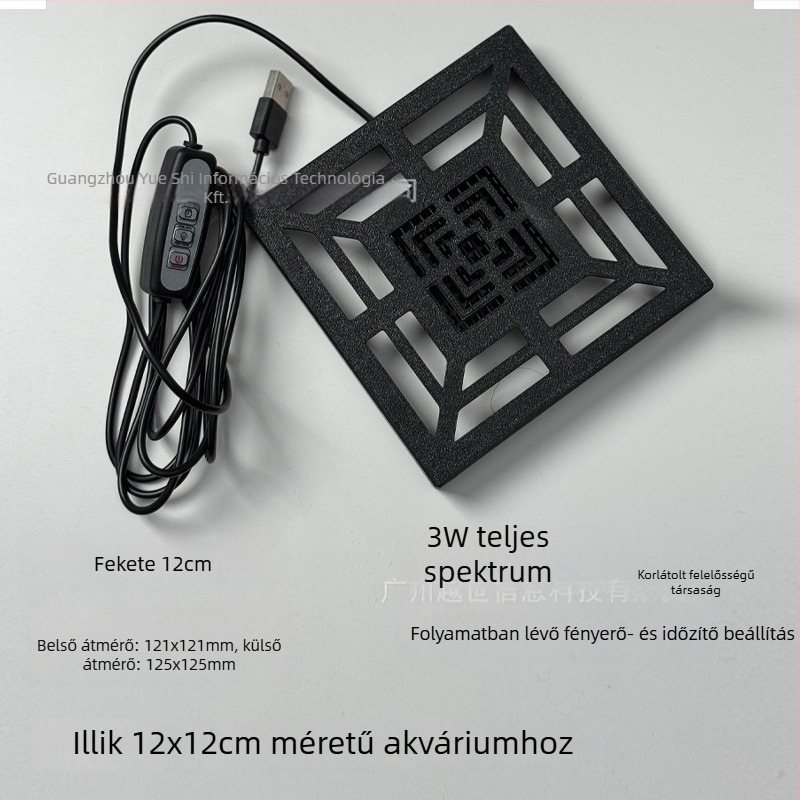 Yue Yu asztali üveg akvárium aranyhalak számára, 3W világítás, ökológiai kialakítás