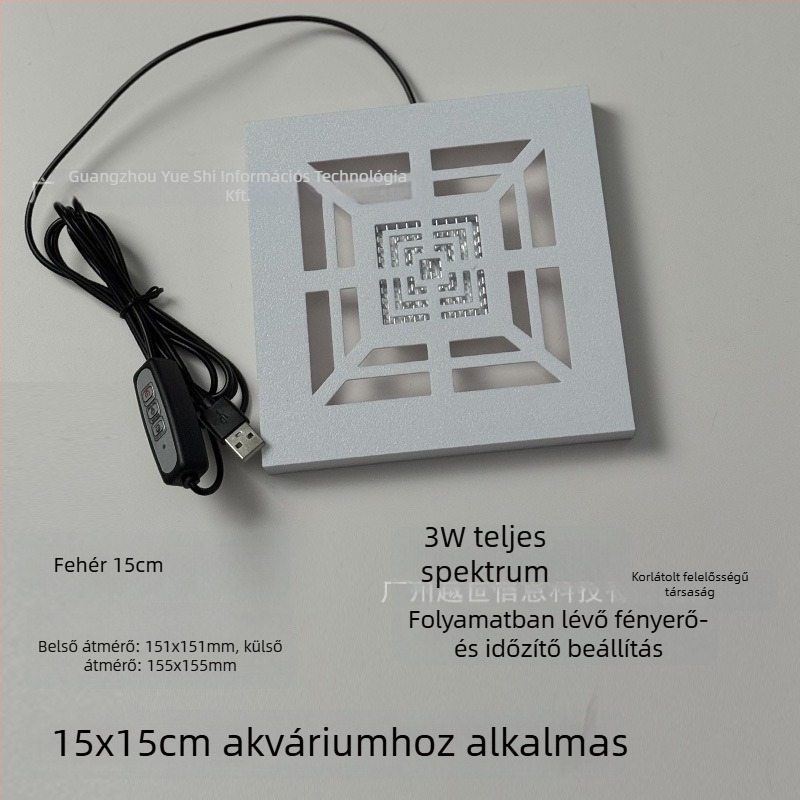 Yue Yu asztali üveg akvárium aranyhalak számára, 3W világítás, ökológiai kialakítás