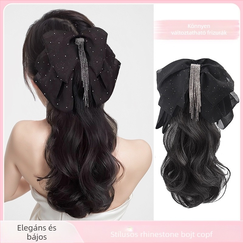 Csipeszes póthaj paróka – Bow Tassel Ponytail, hőálló drótos haj, Lois márka, mechanizmus kivitel
