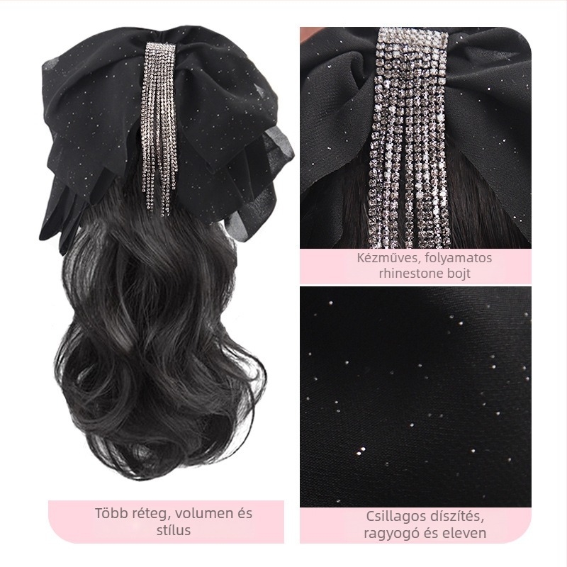 Csipeszes póthaj paróka – Bow Tassel Ponytail, hőálló drótos haj, Lois márka, mechanizmus kivitel