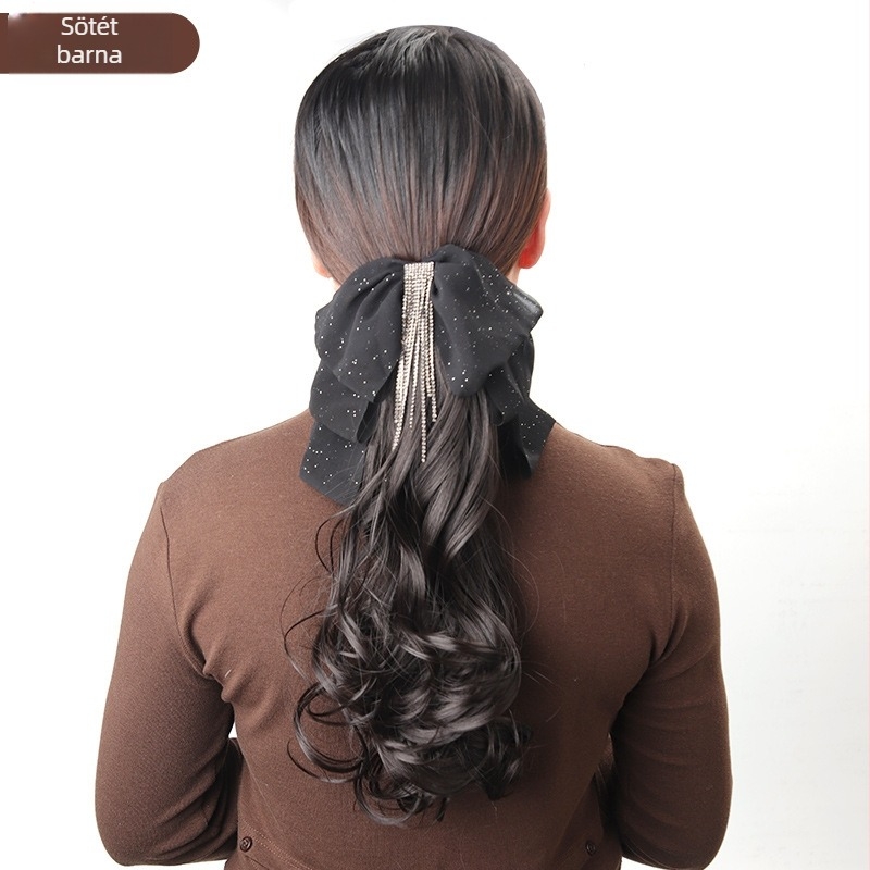 Csipeszes póthaj paróka – Bow Tassel Ponytail, hőálló drótos haj, Lois márka, mechanizmus kivitel