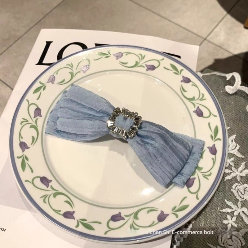 Koreai stílusú hajcsat organza masnival, kézzel készített, vegyes anyagú