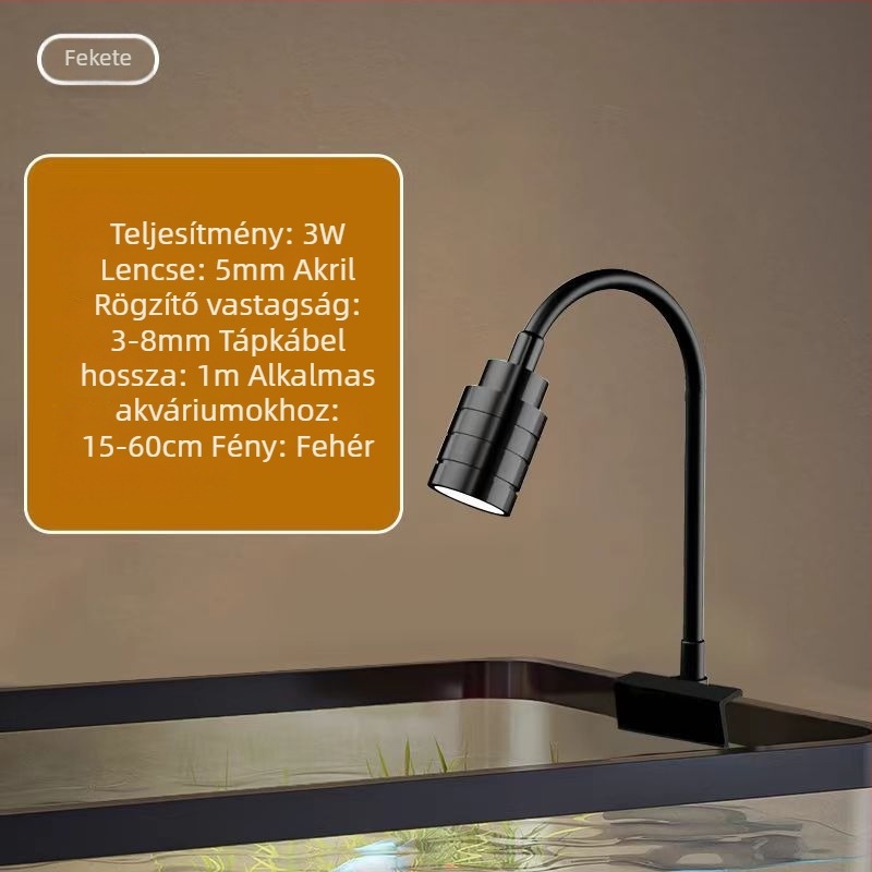 Kis akváriumi spotlámpa LED-del a tájépítéshez, Dél-Amerikai stílusú LED spot az akvárium természetes áramlásához, dekoratív akváriumi világítás.