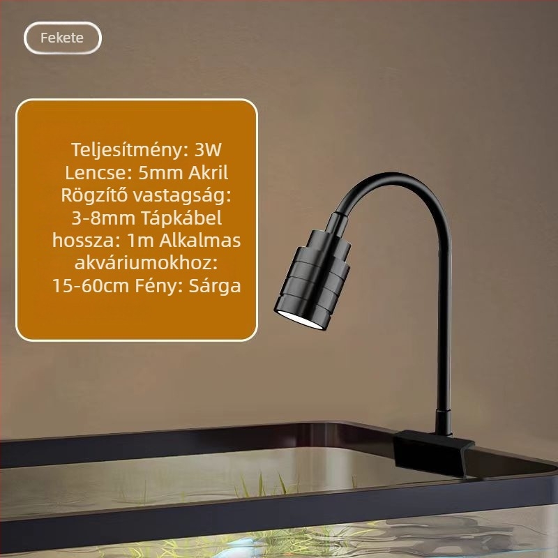 Kis akváriumi spotlámpa LED-del a tájépítéshez, Dél-Amerikai stílusú LED spot az akvárium természetes áramlásához, dekoratív akváriumi világítás.