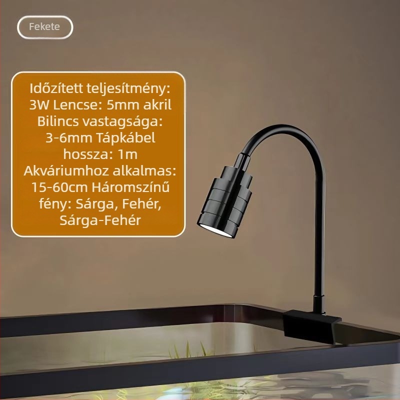 Kis akváriumi spotlámpa LED-del a tájépítéshez, Dél-Amerikai stílusú LED spot az akvárium természetes áramlásához, dekoratív akváriumi világítás.
