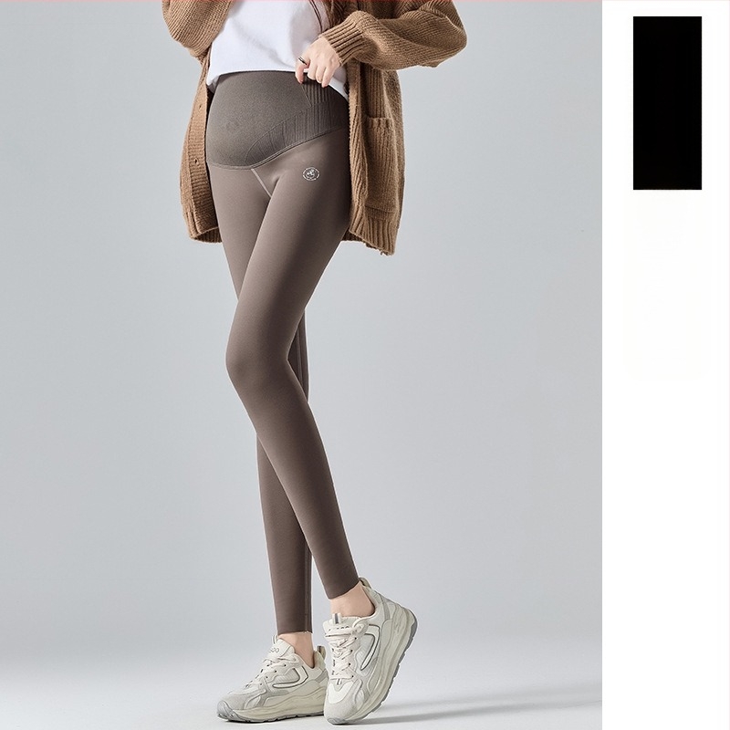 Anyasági jóga leggings állítható has-támasztással, fleece belső bélés, nylon anyag, magas derék, szoros fazon, őszi-téli