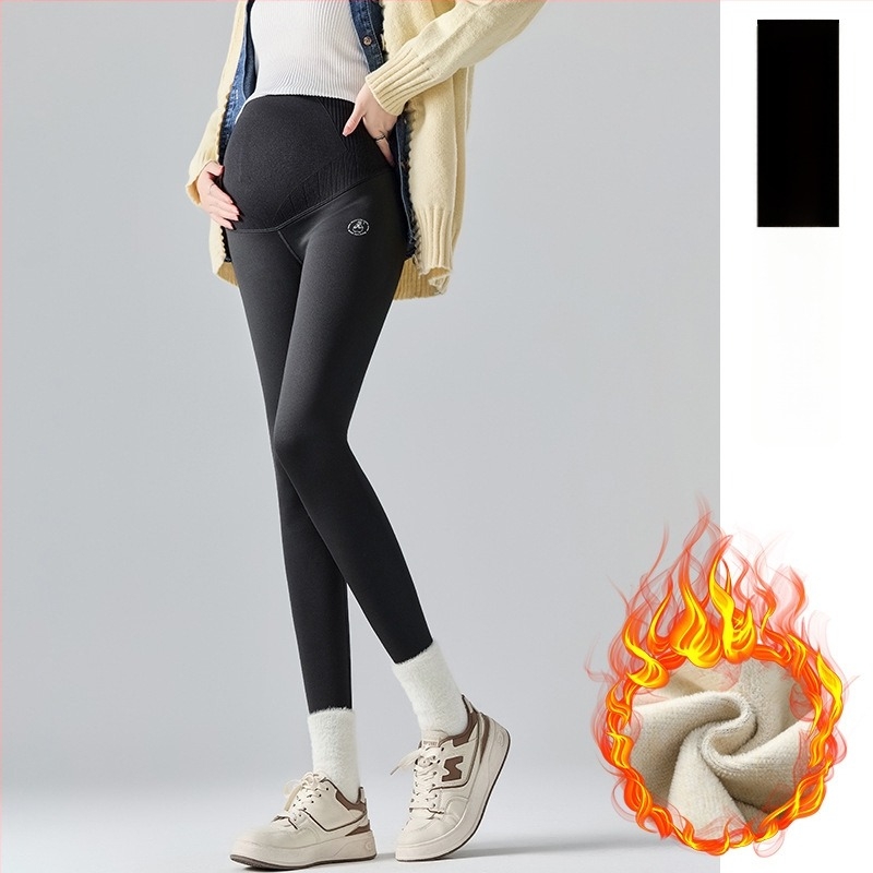 Anyasági jóga leggings állítható has-támasztással, fleece belső bélés, nylon anyag, magas derék, szoros fazon, őszi-téli
