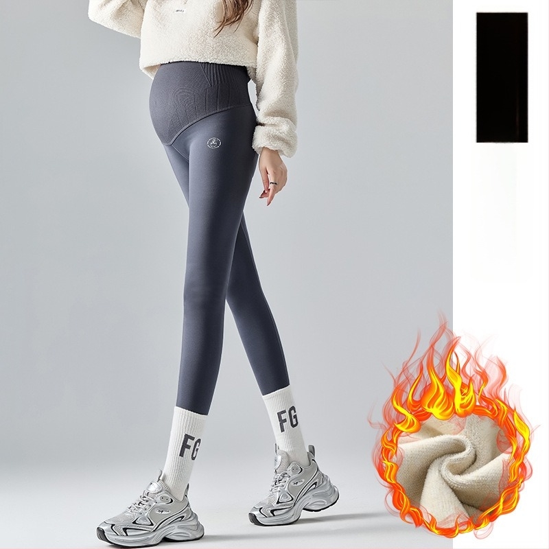 Anyasági jóga leggings állítható has-támasztással, fleece belső bélés, nylon anyag, magas derék, szoros fazon, őszi-téli