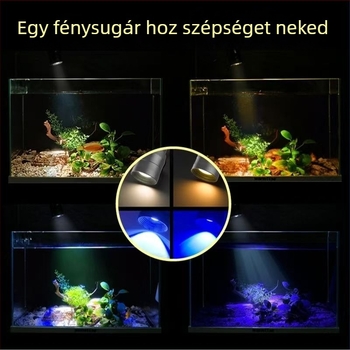 LED akváriumfény, teljes spektrum, állítható fényerő és fókusz, 3 színmód, alumíniumötvözet, 7W