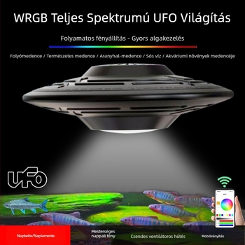 UFO akváriumi LED lámpa teljes spektrummal, vízi növényekhez, 90W, alumínium ötvözet, mobilalkalmazásos vezérlés, súly 1 kg