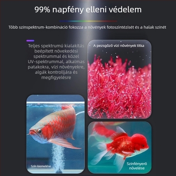 UFO akváriumi LED lámpa teljes spektrummal, vízi növényekhez, 90W, alumínium ötvözet, mobilalkalmazásos vezérlés, súly 1 kg