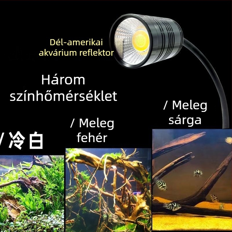 Akváriumi LED lámpa tájképi megvilágításhoz — teljes spektrum, alumíniumötvözet, 7W, 400 g