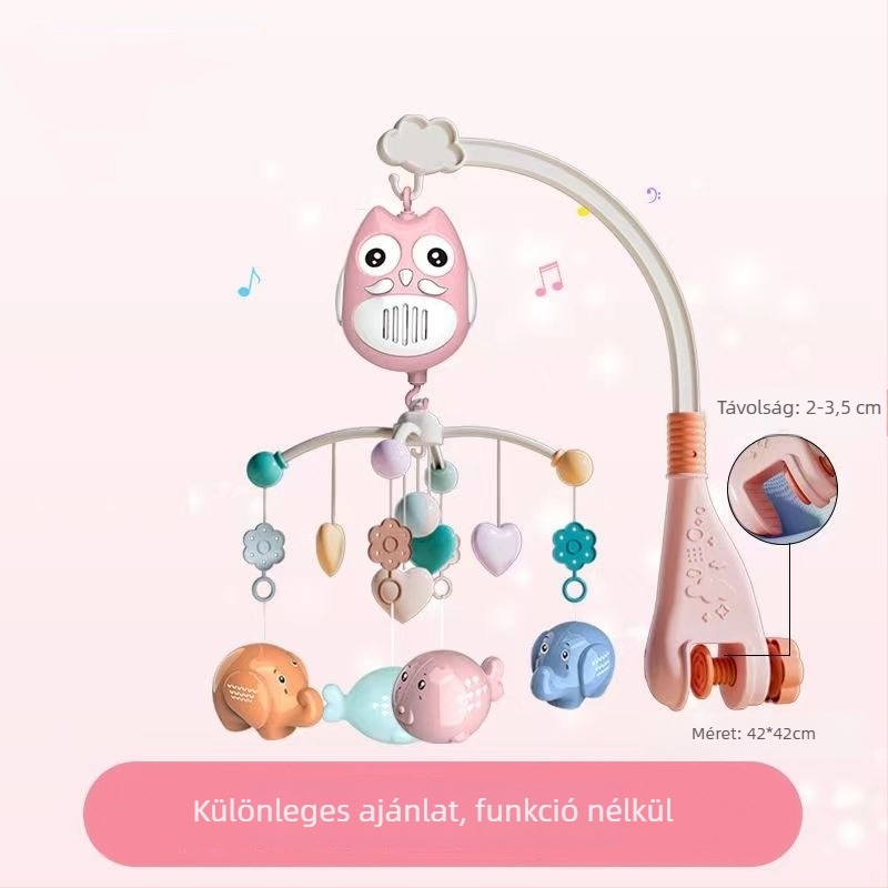 Csecsemő forgó zenei ágycsengő játék — akasztási lehetőséggel; nyugtató alvássegéd, vizuális ingerlés, hallási fejlesztés; Márka: Ybr/Youbein; Életkor: 0–3 év; Anyag: műanyag