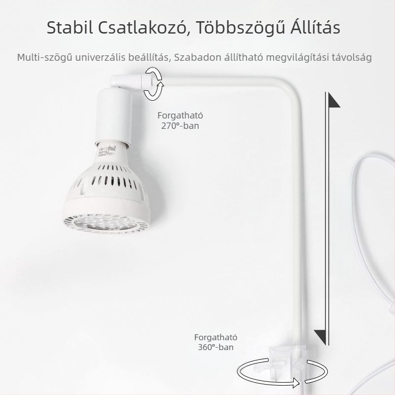 LED akváriumi lámpa E27-es csavaraljjal, tartóhoz szerelhető, teljes spektrum vízi növényekhez, állítható magasság