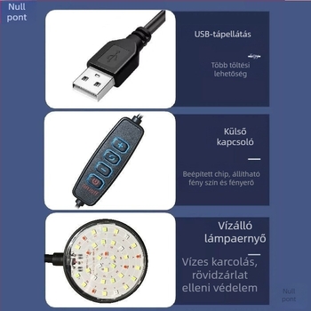 Akváriumi LED világítás csíptetős kivitelben – teljes spektrumú megvilágítás vízi növényekhez, USB táplálás