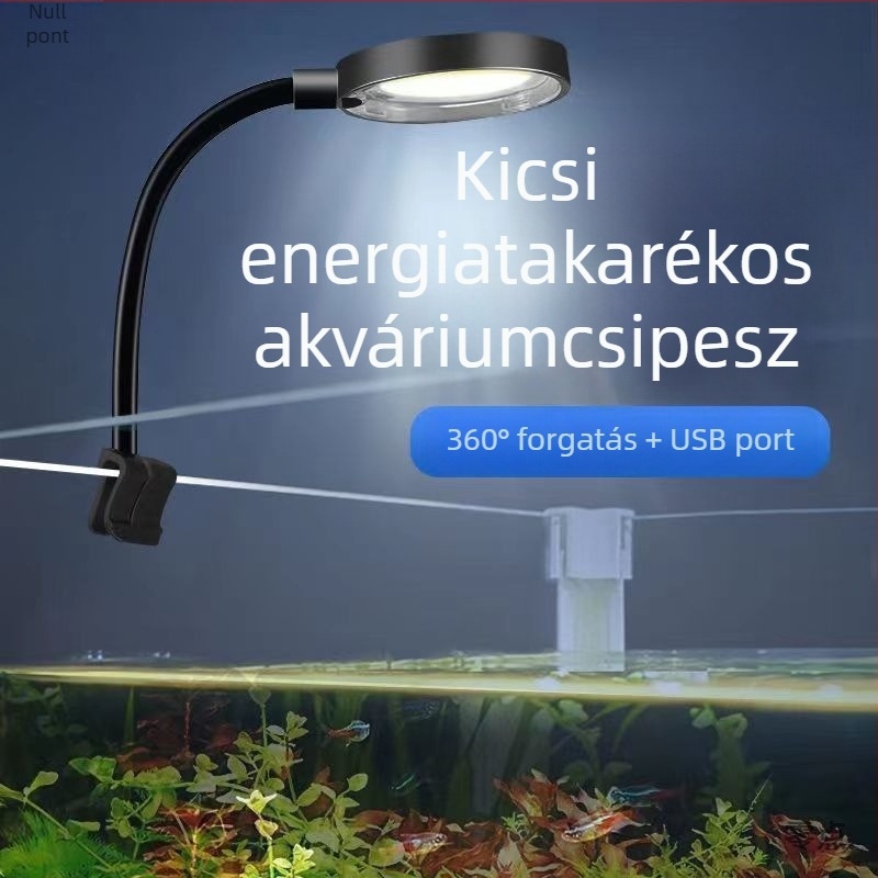 Akváriumi LED világítás csíptetős kivitelben – teljes spektrumú megvilágítás vízi növényekhez, USB táplálás