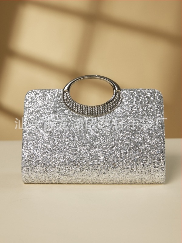 Manzhuo estélyi clutch táska nagy gyűrűs fogantyúval, poliészterből, vízszintes négyzet alakú forma, mágneses zárás, belső zsebek telefonra és személyazonosító igazolványra