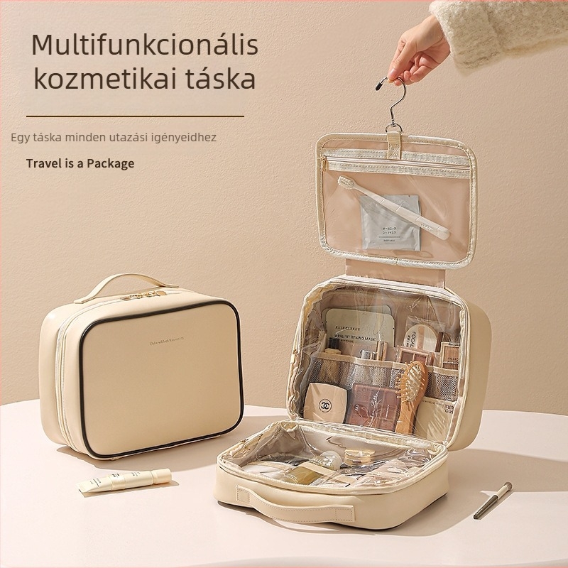 Anqin PU anyagú kozmetikai táska utazásokhoz, kézitáska-stílusú, többfunkciós, utazásokhoz ideális, smink- és higiéniai termékek tárolására