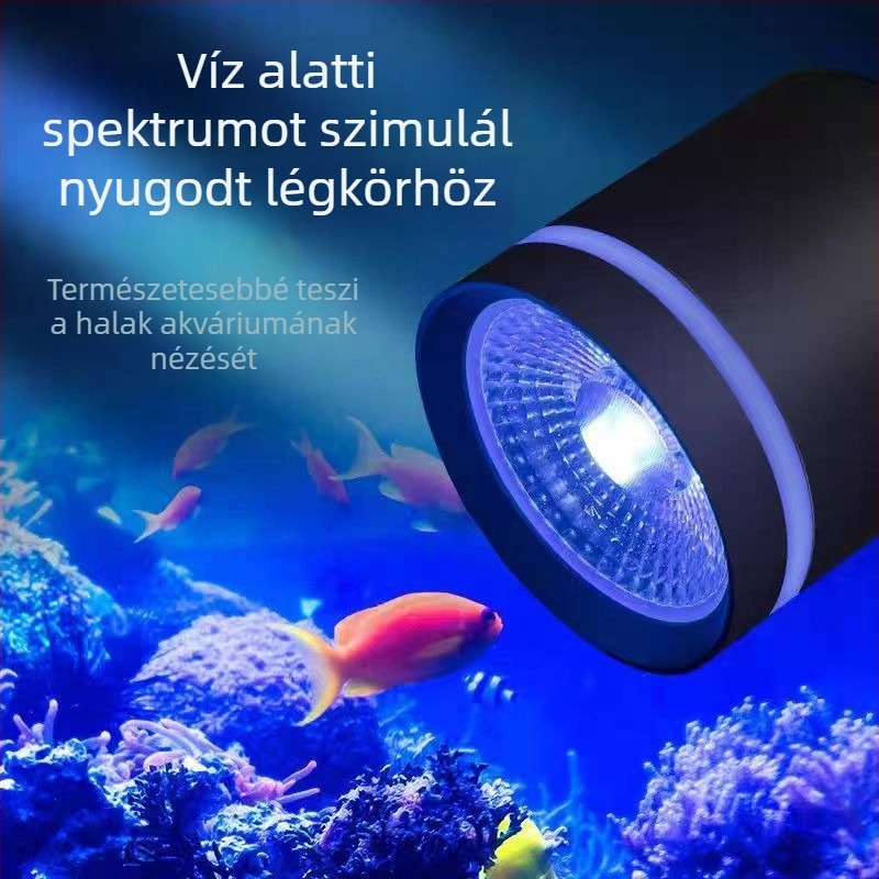 Akváriumi LED világítás, teljes spektrum, energiatakarékos, háromszínű beállítás, 15W, COB lencse alumíniumötvözetből