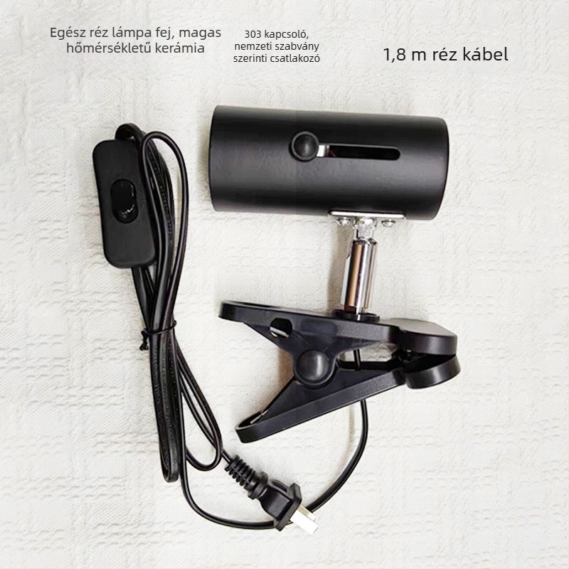 Teknős napozó lámpa terrárium tartóval, 3-in-1 sterilizálás-szigetelés-világítás, réz-kerámia-plasztikus szerkezet, 25W/50W/75W/100W