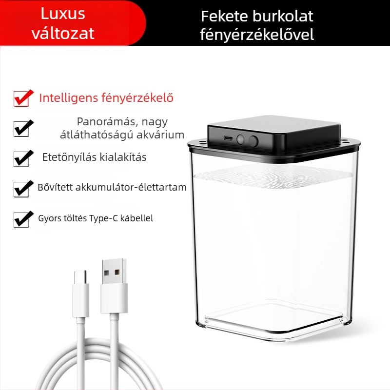 Mini tájképi ökológiai akvárium világítással – ABS asztali akvárium aranyhalaknak, energiatakarékos, 1W, 500 g