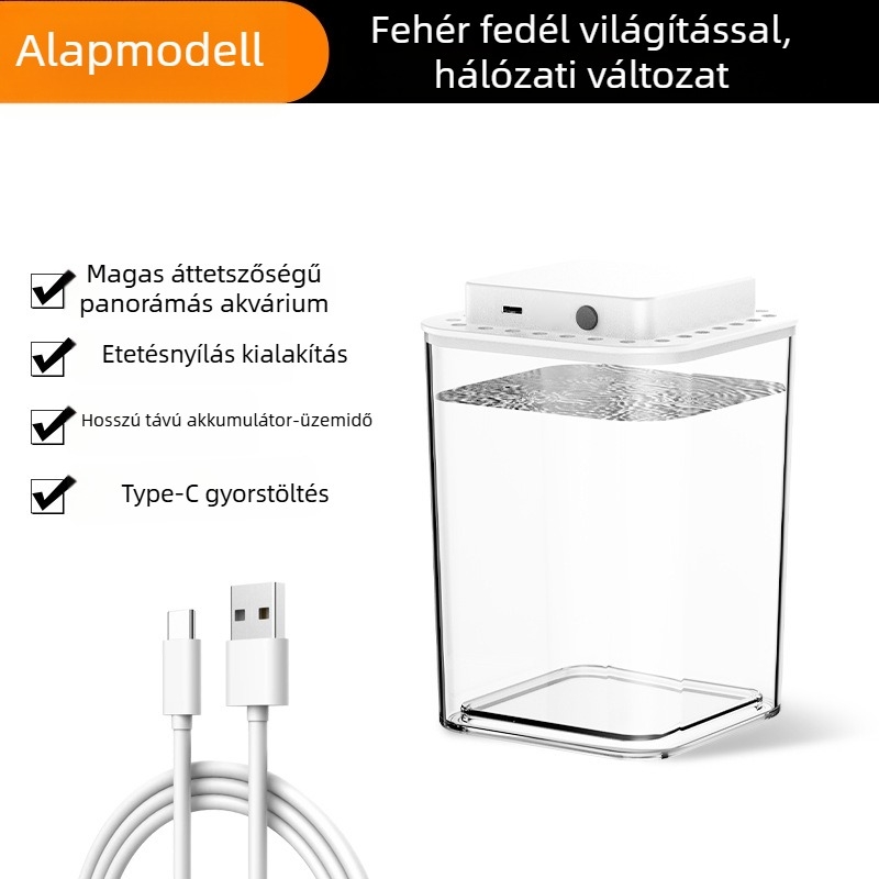 Mini tájképi ökológiai akvárium világítással – ABS asztali akvárium aranyhalaknak, energiatakarékos, 1W, 500 g