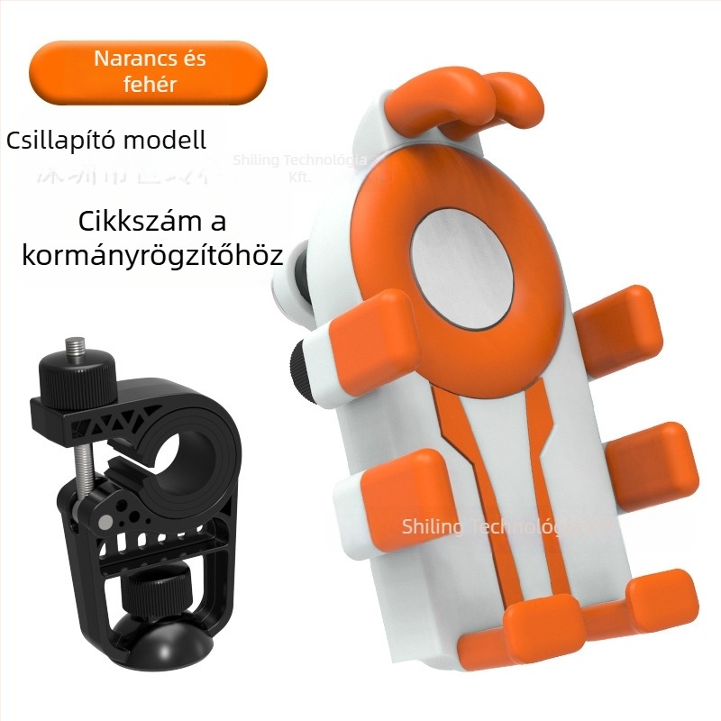 Kerékpáros telefon-tartó nyolcszipes dizájnnal és ütésálló kivitelben (4,7–7 hüvelykes készülékekhez; műanyag anyag; univerzális illeszkedés; kompatibilis kerékpárral, motorkerékpárral és elektromos járművekkel)