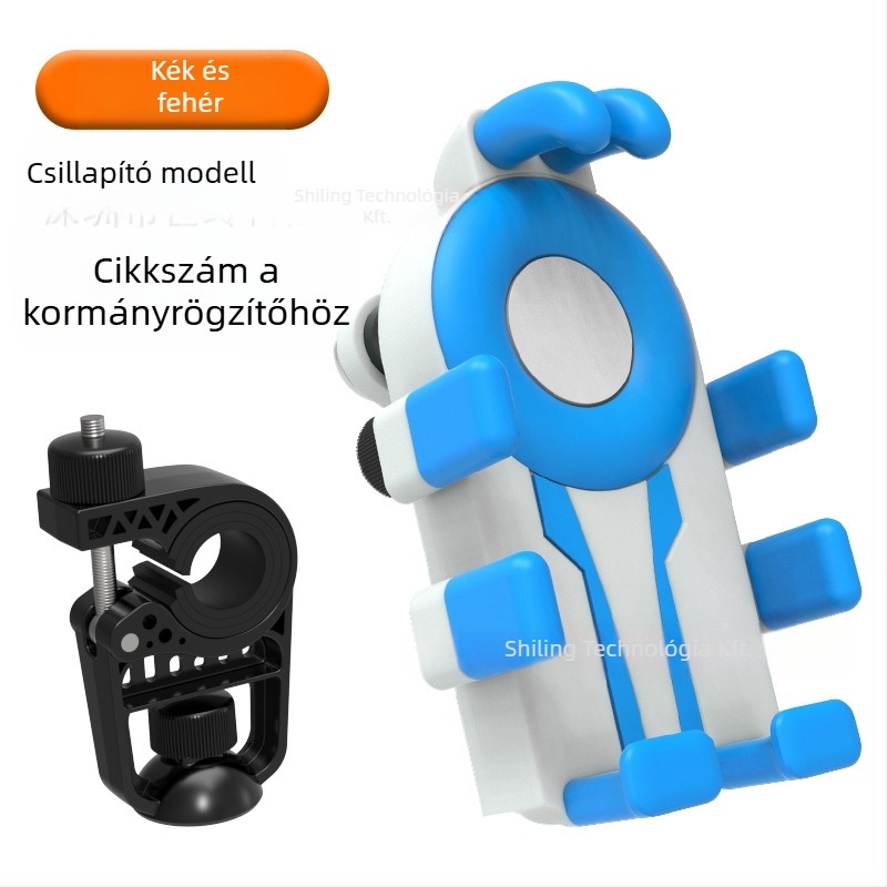 Kerékpáros telefon-tartó nyolcszipes dizájnnal és ütésálló kivitelben (4,7–7 hüvelykes készülékekhez; műanyag anyag; univerzális illeszkedés; kompatibilis kerékpárral, motorkerékpárral és elektromos járművekkel)