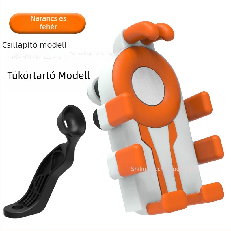 Kerékpáros telefon-tartó nyolcszipes dizájnnal és ütésálló kivitelben (4,7–7 hüvelykes készülékekhez; műanyag anyag; univerzális illeszkedés; kompatibilis kerékpárral, motorkerékpárral és elektromos járművekkel)