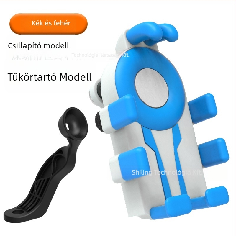 Kerékpáros telefon-tartó nyolcszipes dizájnnal és ütésálló kivitelben (4,7–7 hüvelykes készülékekhez; műanyag anyag; univerzális illeszkedés; kompatibilis kerékpárral, motorkerékpárral és elektromos járművekkel)