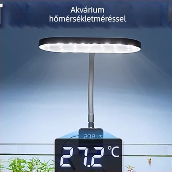 LED teljes spektrumú mini csiptetős akváriumfény hőmérséklet-kijelzővel, az akvárium tájépítéséhez és vízi növényekhez