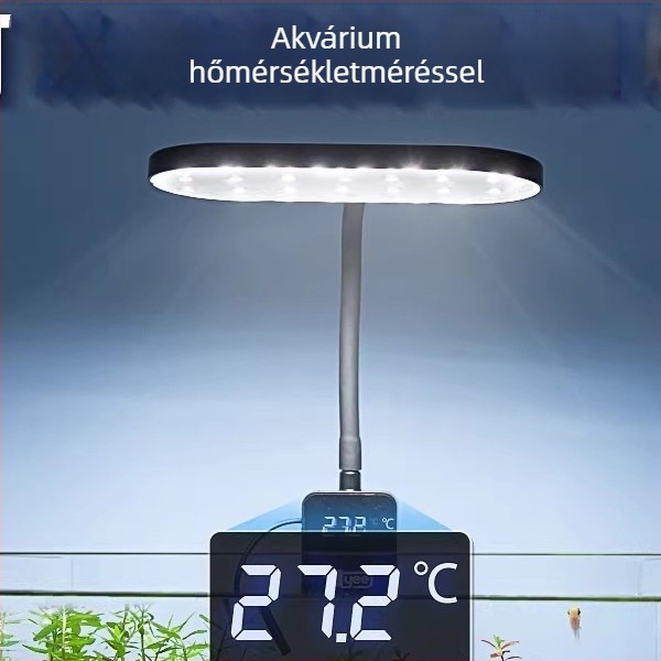 LED teljes spektrumú mini csiptetős akváriumfény hőmérséklet-kijelzővel, az akvárium tájépítéséhez és vízi növényekhez