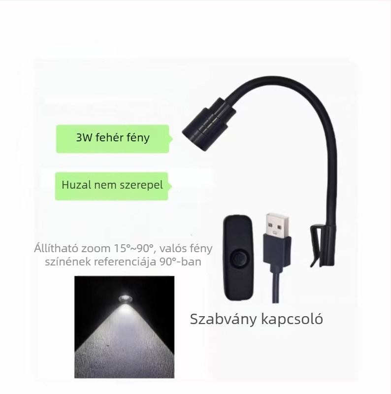 Mini teljes spektrumú akváriumi világítás clip-on kivitelben, 3W, alumínium ház, 200 g súly