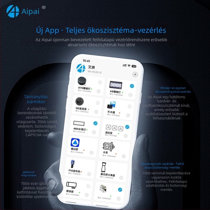Aipai A7 korall-akvárium világítás, 3. generáció, 100W, távirányítás, teljes spektrum UV színfokozó