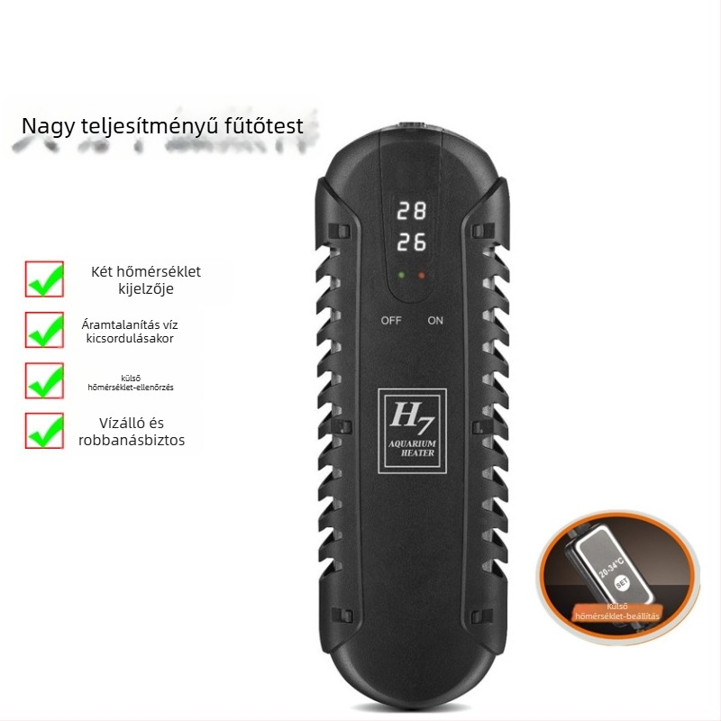 Mini akváriumi fűtőkar LED kijelzővel, digitális hőmérséklet-szabályozással, 25W