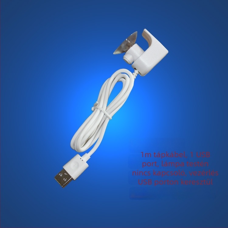 Kör alakú akváriumi clip-lámpa, USB-tápellátás, 1W, műanyag ház, 100 g, Youqu