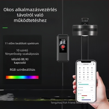 Akváriumi LED downlight, teljes spektrumú, vízálló, alumíniumötvözetből, App-vezérlésű, 100W
