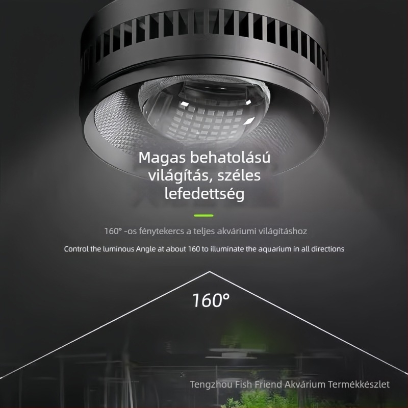 Akváriumi LED downlight, teljes spektrumú, vízálló, alumíniumötvözetből, App-vezérlésű, 100W