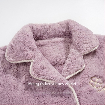 Korall polárból készült téli meleg ruhaszett, fleece-béléssel, extra vastag 501-600 g/m², rever gallér, hosszú ujjú, nadrág